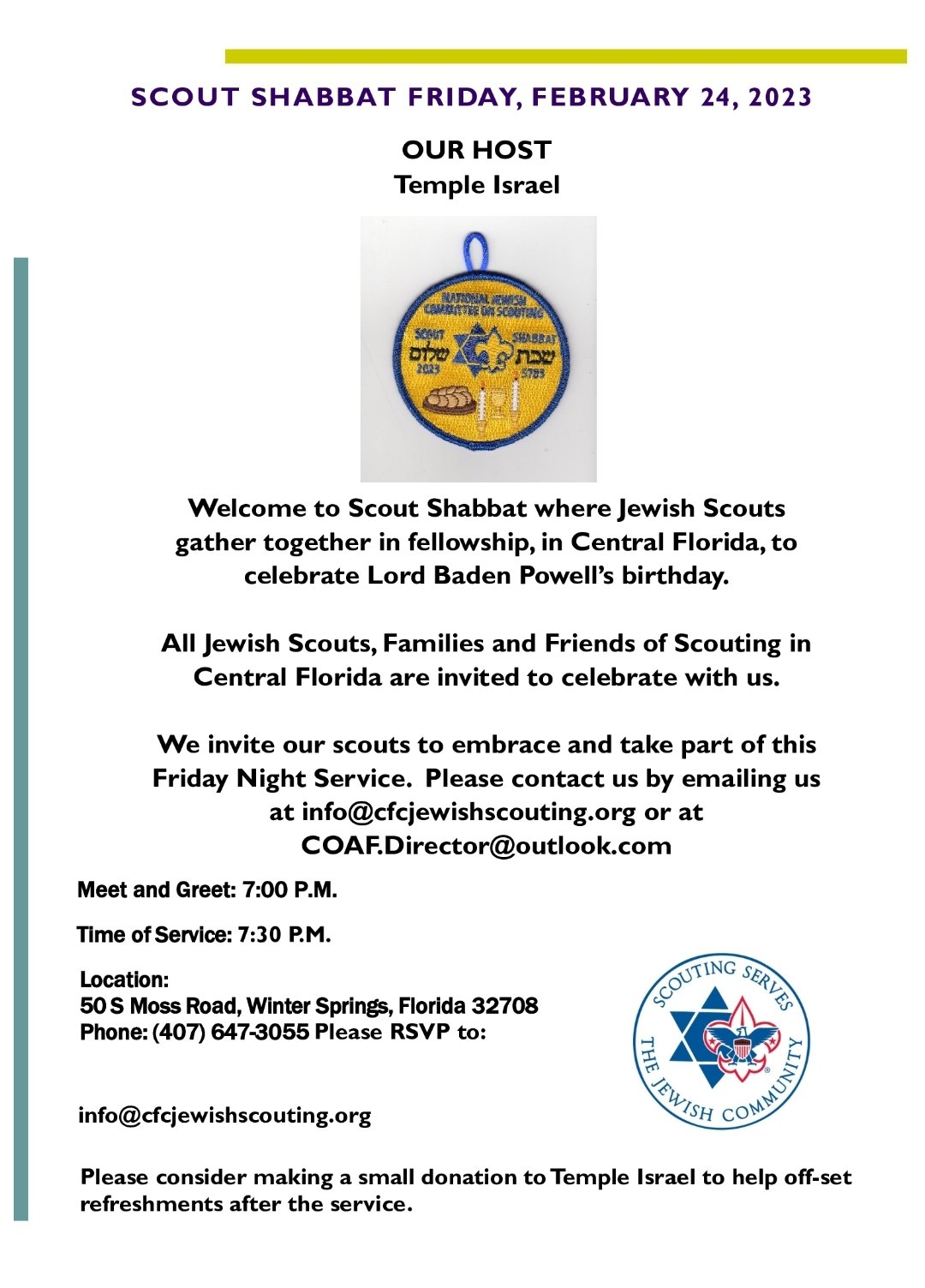 Scout Shabbat 2/24/2023