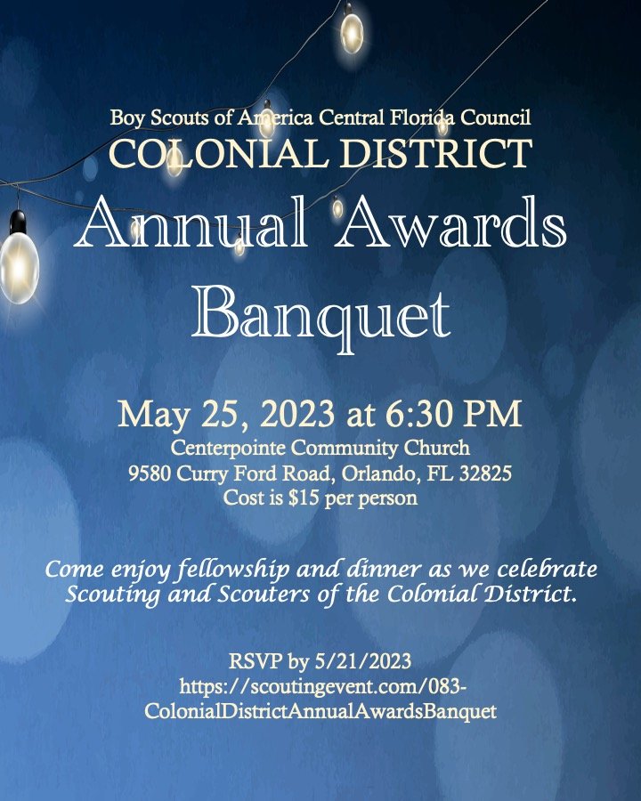 You are Invited! Colonial District Annual Awards Banquet 5/25